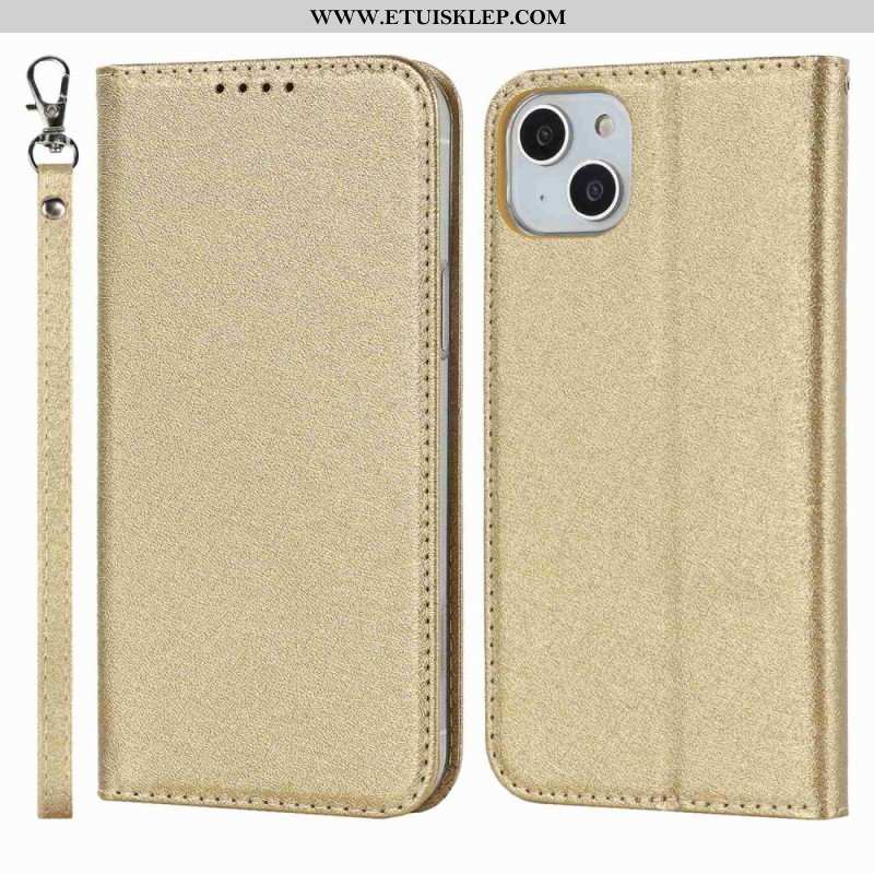 Etui Na Telefon do iPhone 14 z Łańcuch Etui Folio Jedwab Na Ramiączkach